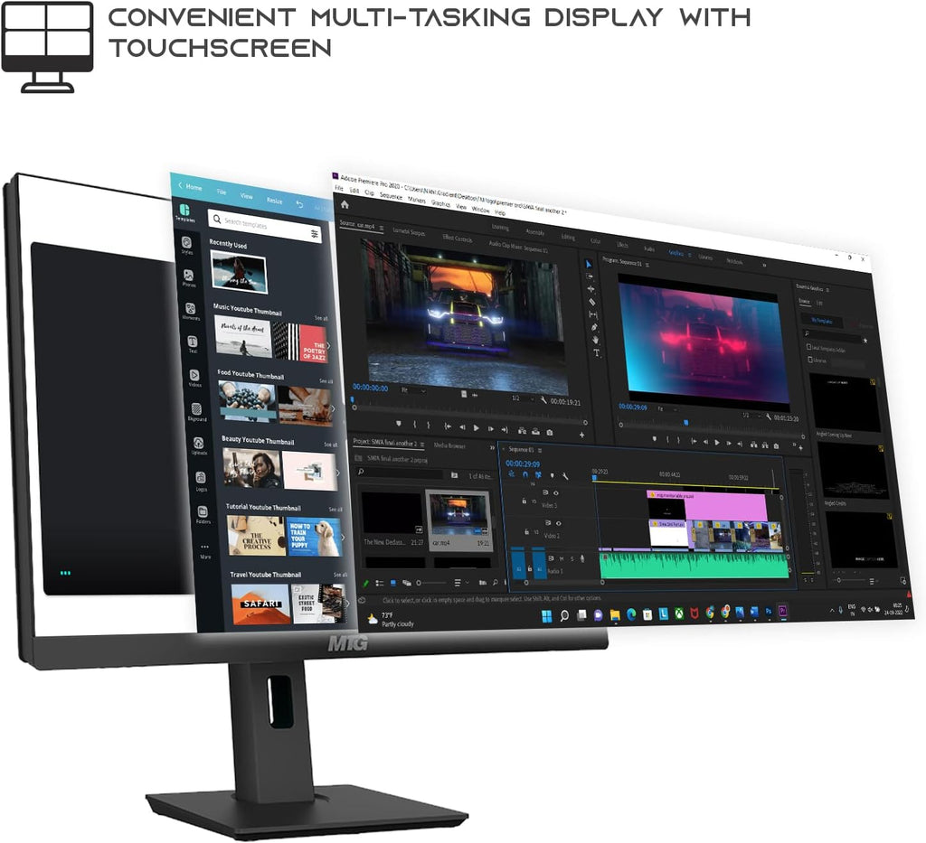 Gaming All in One PC 24 Inch FHD Touchscreen, MTG Yama, Intel Core i5 10th Gen, 16GB RAM,1TB NVME | 2TB SSD, AMD RX 550 4GB DDR5 Graphics, Webcam, Gaming Kit, Windows 11 Home