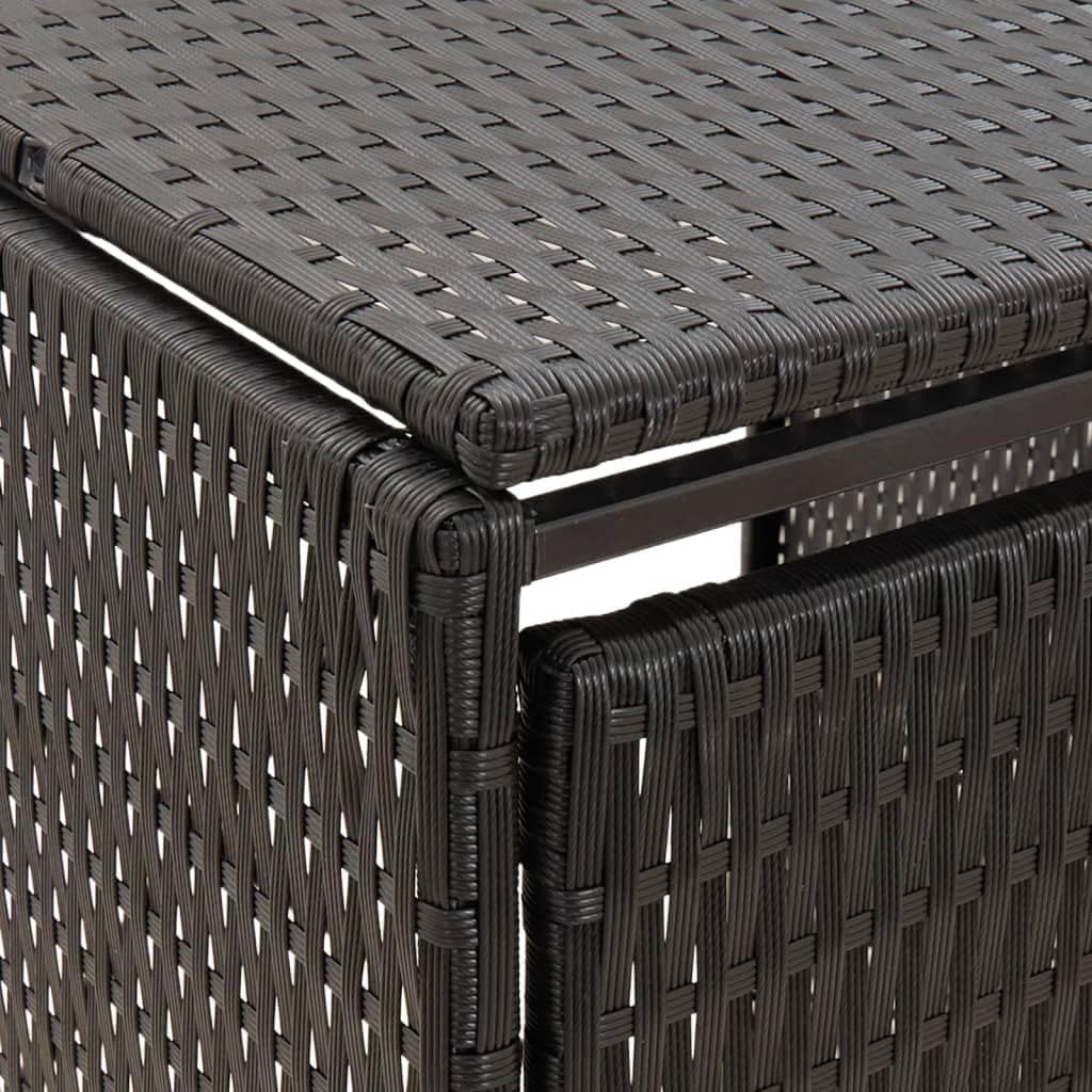 vidaXL - Single Wheelie Bin Shed, Poly Rattan Outdoor Concealment Solution with Durable Powder-Coated Steel Frame, Black, 27.6'x31.5'x46.1'