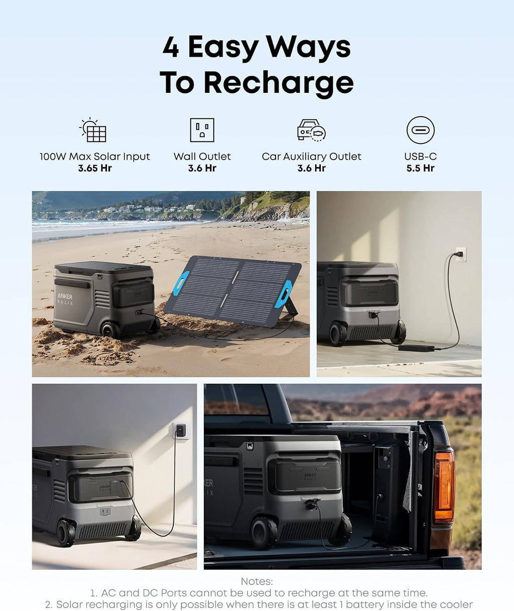 Anker SOLIX EverFrost 2 40L Cooler, 61 qt Car Refrigerator, Electric Cooler with 288Wh Battery, Powered by AC/DC or Solar,for Outdoor Camping, Travel, and Fishing, Fits in Trucks