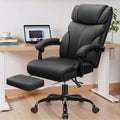 HeroSet Office Chair, Executive Big and Tall Leather Desk Chairs with Footrest, Ergonomic Breathable Computer Chair with Adjustable High Back, Lumbar Support Swivel PC Chairs