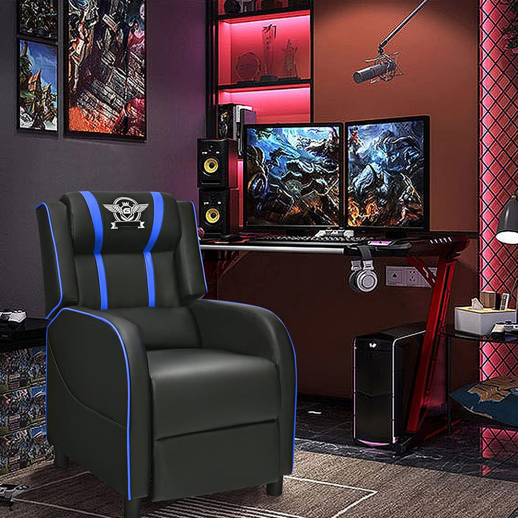 GORELAX Modern Massage Gaming Recliner Chair, PU Leather Home Theater Recliner Chairs w/Footrest and Massage, Racing Style Sofa Chair for Living Bedroom Gaming Room