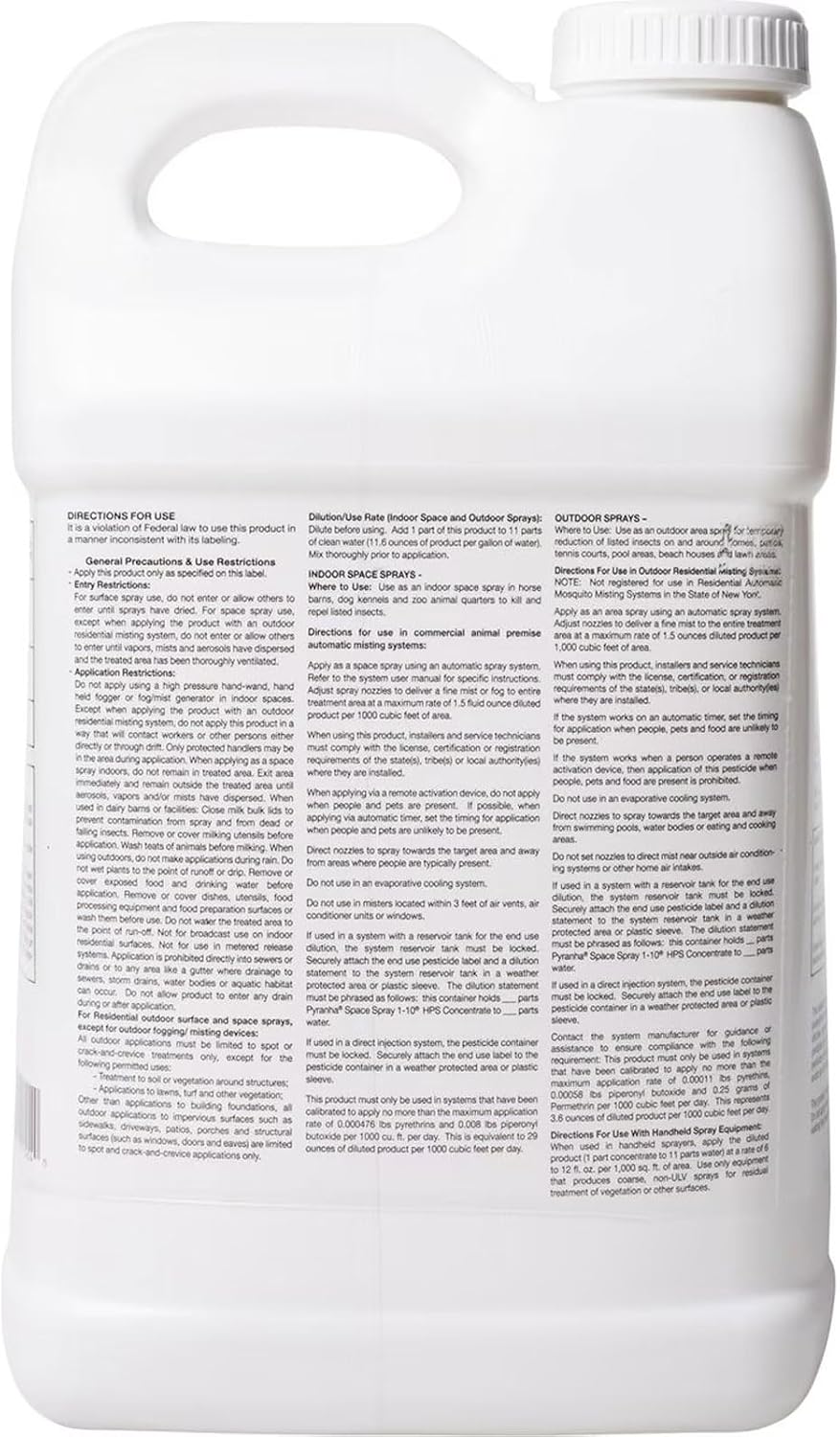 PYRANHA 1-10 HPS Concentrate Refill - 2.5 Gallon for 30 Gal Automatic Spray Systems Indoor Barn Fly Control | Repels Horn, Deer, Horse, Stable, & Face Flies, Midge