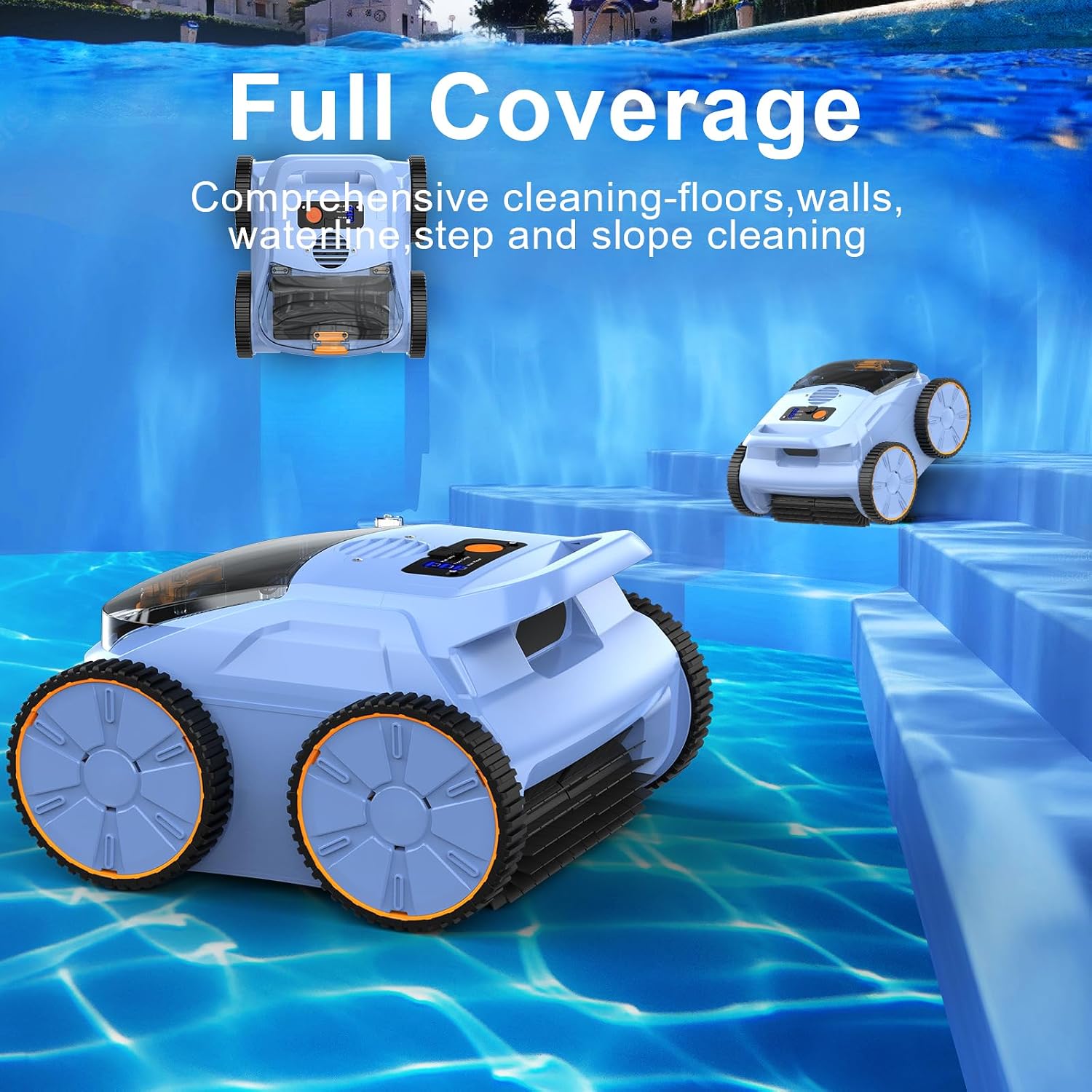 Robotic Pool Vacuum, Pool Cleaner for Inground Pools, Smart Navigation, Floor/Wall/Waterline Cleaning, 150 Mins Runtime for Pool Up to 2000 Sq.ft