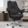 400lbs Big and Tall Office Chair, Wide Ergonomic Leather Executive Chair for Heavy People with Foot Rest, High-Back Reclining Computer Chair with Swivel Wheels and Lumbar Support (Black)