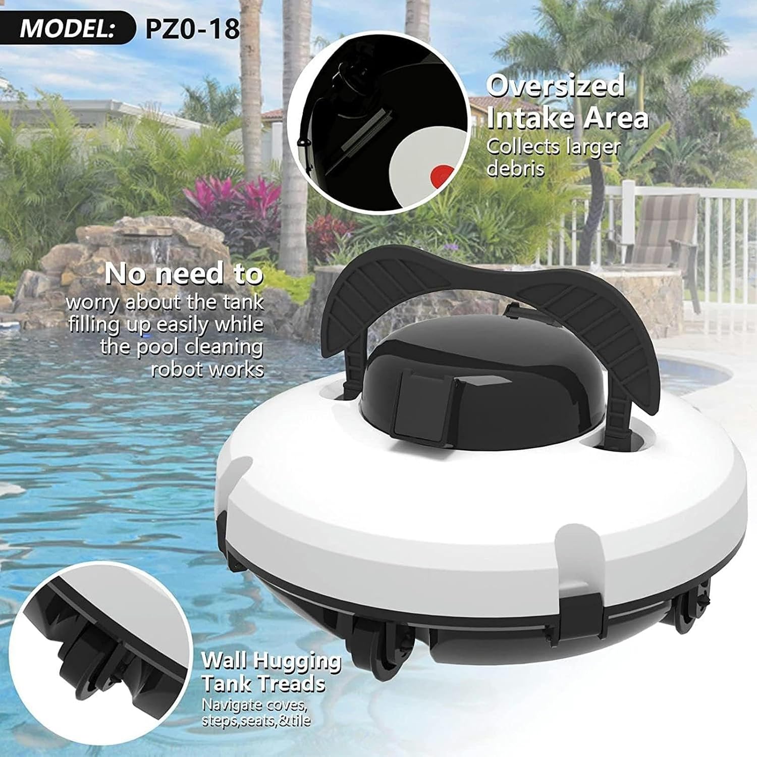 Fully Wall Climbing Pool Cleaning Robot, Ideal for Pools up to 860 Sq.Ft – Intelligent Pool Vacuum Cleaner with Upgraded Ultra-Fine Filters