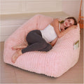 Bean Bag Chair with Memory Foam Filling- Large Stuffable Soft Giant Beanbag Reading Chair, Adults Lounge Gaming Lazy Sofa Bed for Living Room Bedroom- Pink,Stripe Fur