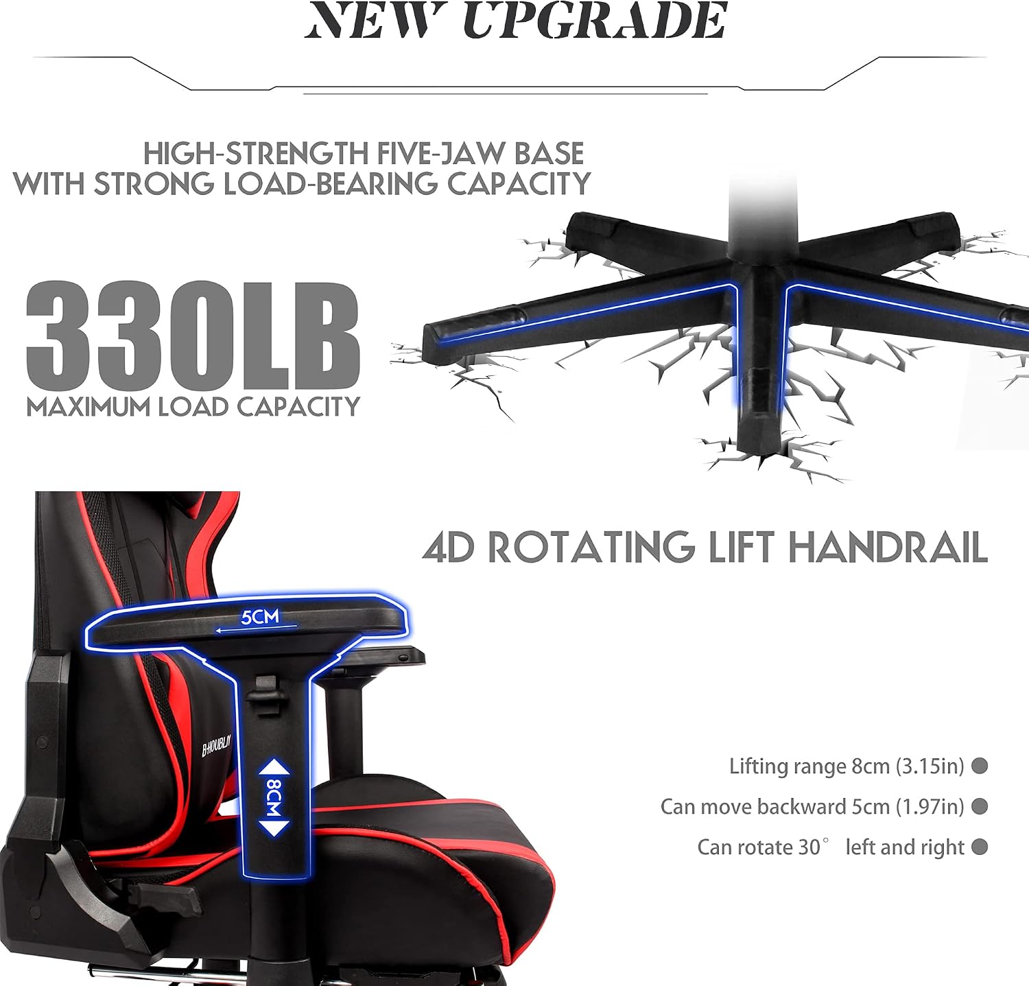 RGB Gaming Chair with Speakers, Video Game Chair with Massage and Footrest, High Back Computer Chair PU Leather Recliner Swivel Rocking Desk Chair Office Chair for Adults Teens Kids,Black