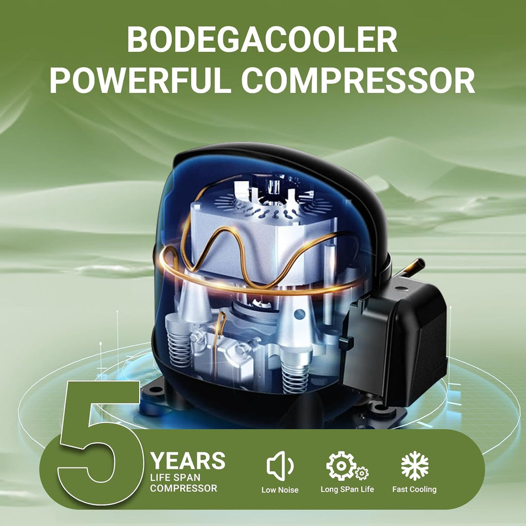 BODEGA BODEGACOOLER 12 Volt Car Refrigerator, 17 Quart Portable Freezer, Car Fridge -4℉-68℉, Electric Cooler 12/24V DC100-240 Volt AC for Outdoor, RV, Camping, Travel, Vehicles, Home Use
