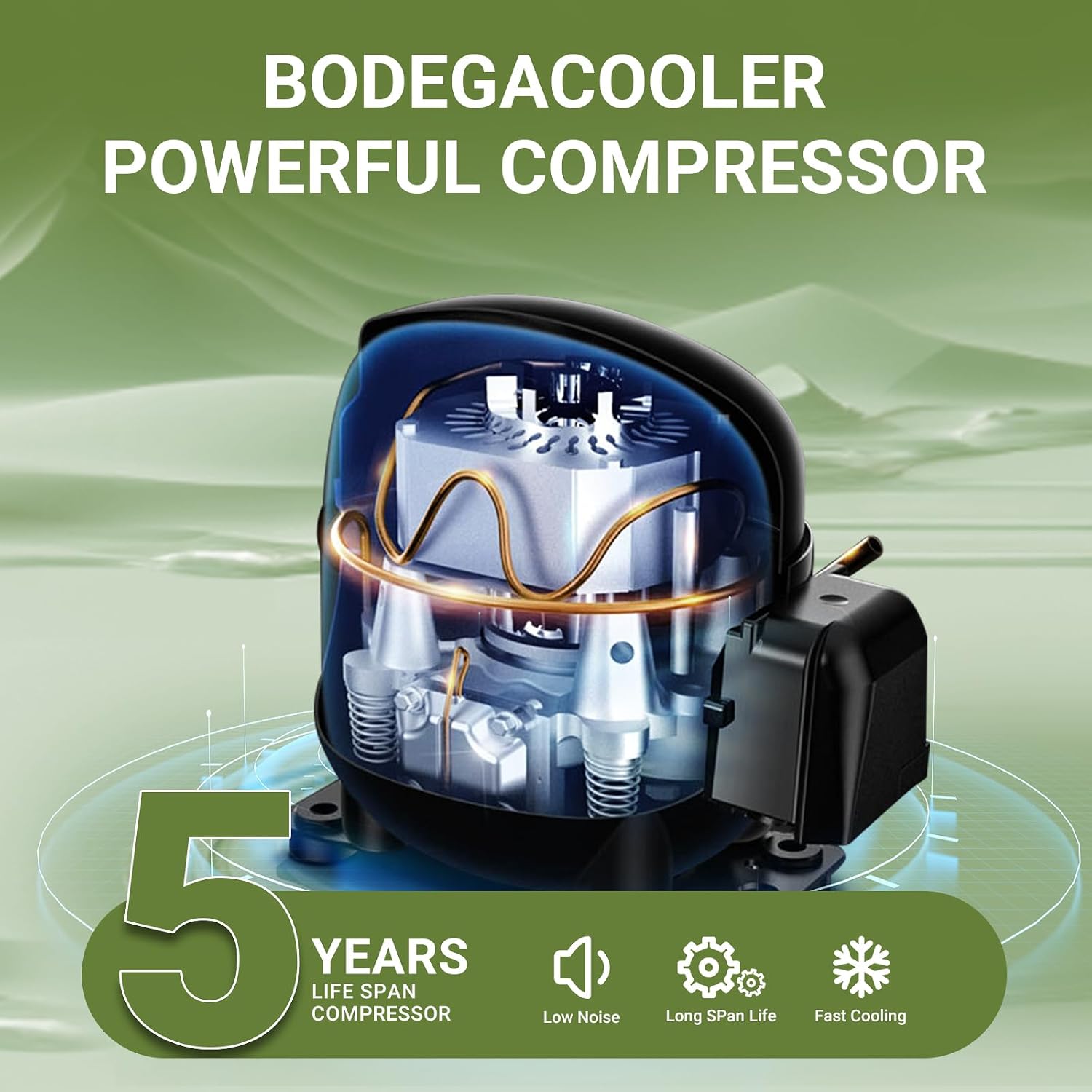 BODEGA BODEGACOOLER 12 Volt Car Refrigerator, 17 Quart Portable Freezer, Car Fridge -4℉-68℉, Electric Cooler 12/24V DC100-240 Volt AC for Outdoor, RV, Camping, Travel, Vehicles, Home Use