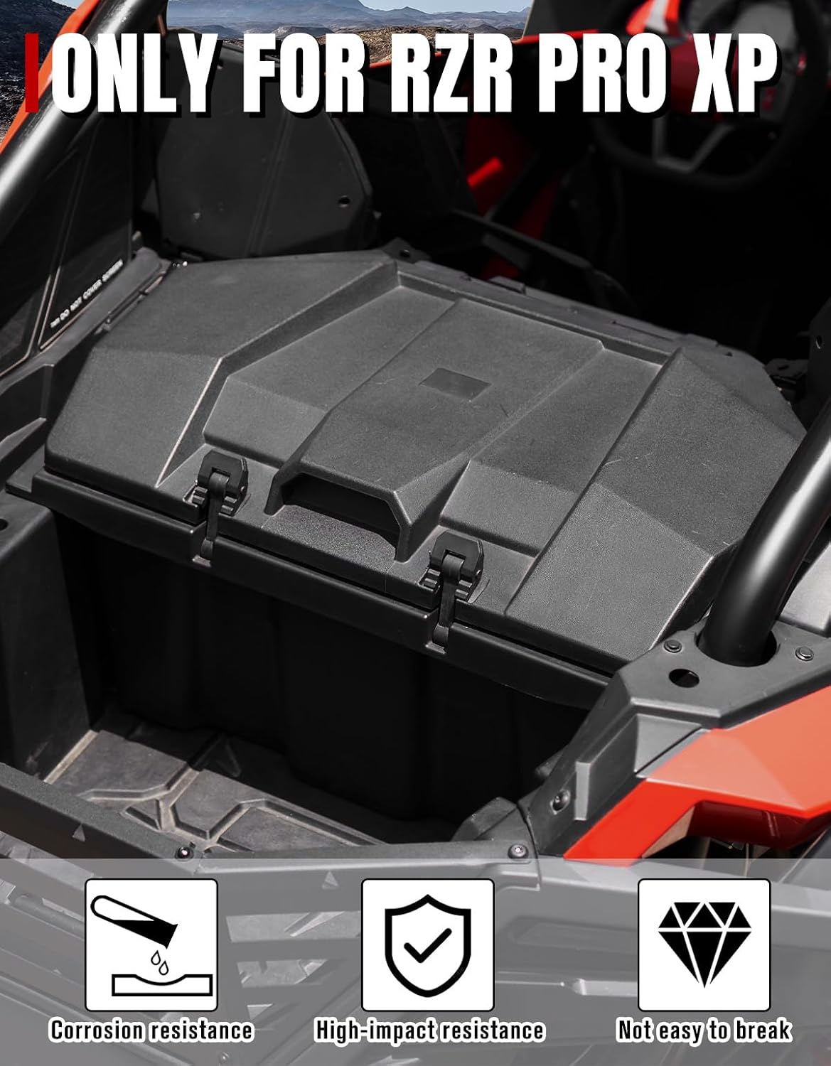 A & UTV PRO 73 QT Rear Cargo Box for 2020-2026 Polaris RZR PRO XP/PRO XP 4, 2022-2024 Turbo R Accessories, Forward Water Resistant Storage Bin, Replace OEM #2883751, NOT FIT RZR XP1000 Model
