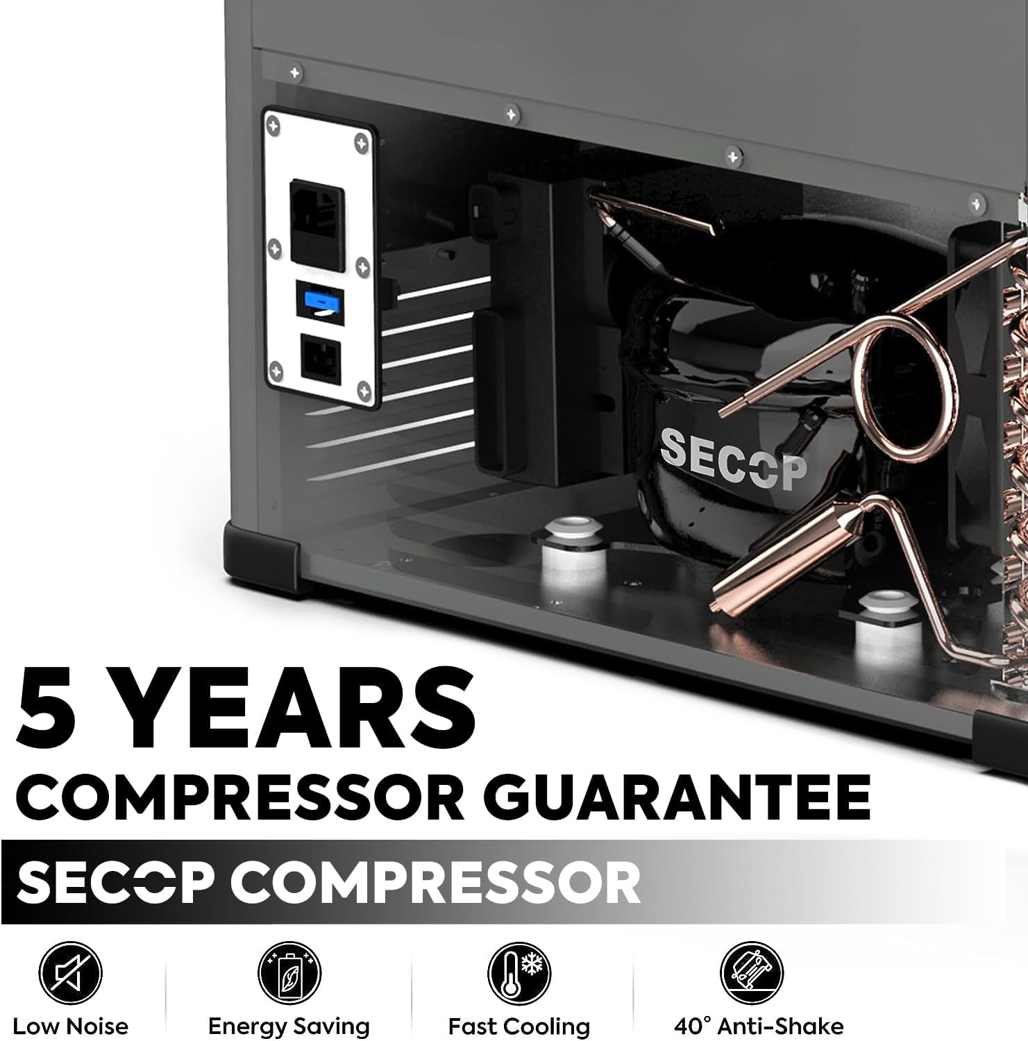 ICECO VL60 12V Dual Zone Portable Freezer, 63Qt 12 Volt Refrigerator Powered by SECOP, 0°-50°F, 12/24VDC&110-240VAC, 12v Fridge Electric Cooler Refrigerator For Car&Indoor, with Extension DC Cable
