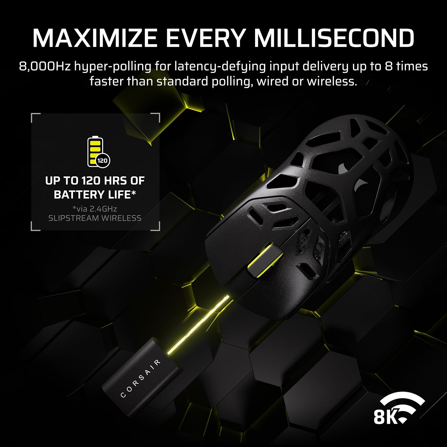 Corsair Sabre v2 PRO Wireless MG FPS Gaming Mouse – 33,000 DPI Marksman S Sensor, 8,000Hz Hyper-Polling, Durable Magnesium, Lightweight, Up to 120hr Battery – Black