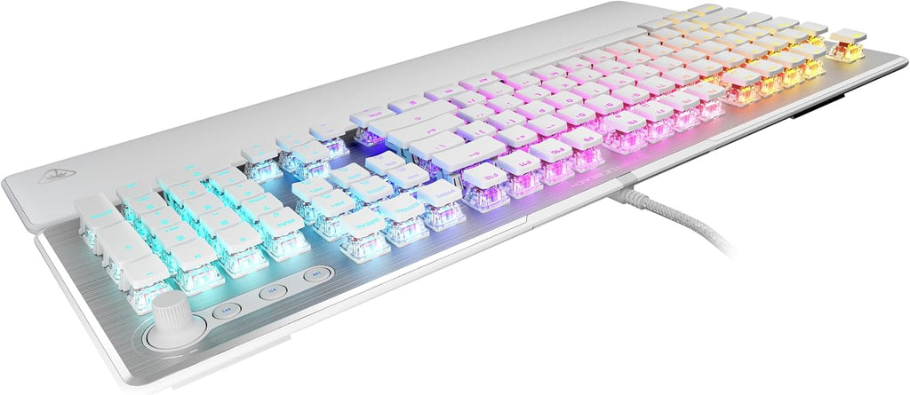 Turtle Beach Vulcan II Max – Optical-Mechanical PC Gaming Keyboard, Customizable RGB Illuminated Keys and Palm Rest, Smart Keys, Titan II Smooth Linear Switches, 200M Keystroke Durability – White