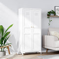 Yizosh Metal Storage Cabinet with 2 Doors and 4 Adjustable Shelves - 61' White Kitchen Pantry Storage 5-Tier Tall Steel Cabinets Locker for Kitchen, Living Room, Dining Room