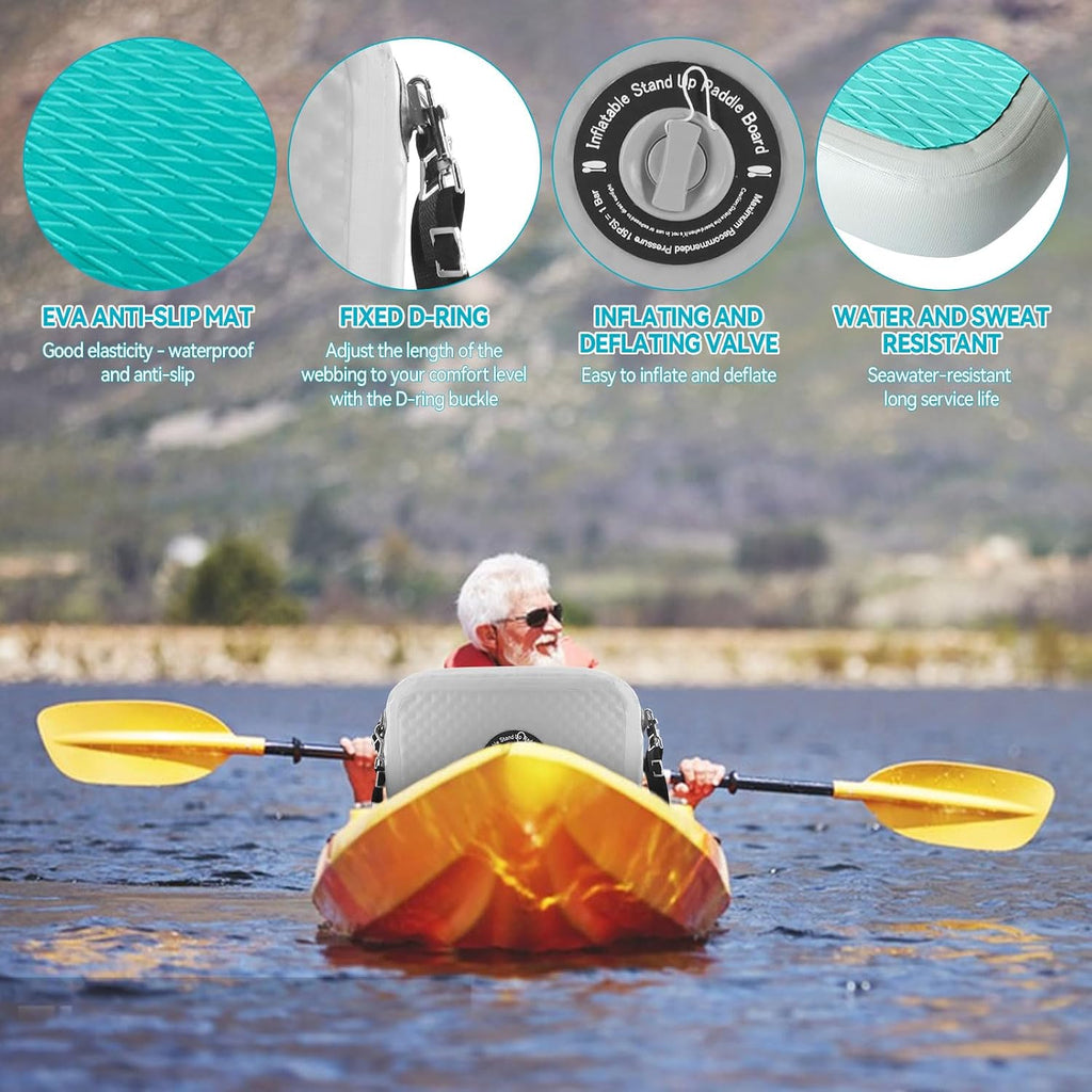 Inflatable Kayak Seat with Back Support, Inflatable Additional Paddle Board Seat for Inflatable Boards, Canoe Seat, Boat Seat, SUP Seat, Supportive Kayak Seats, 2 Pack