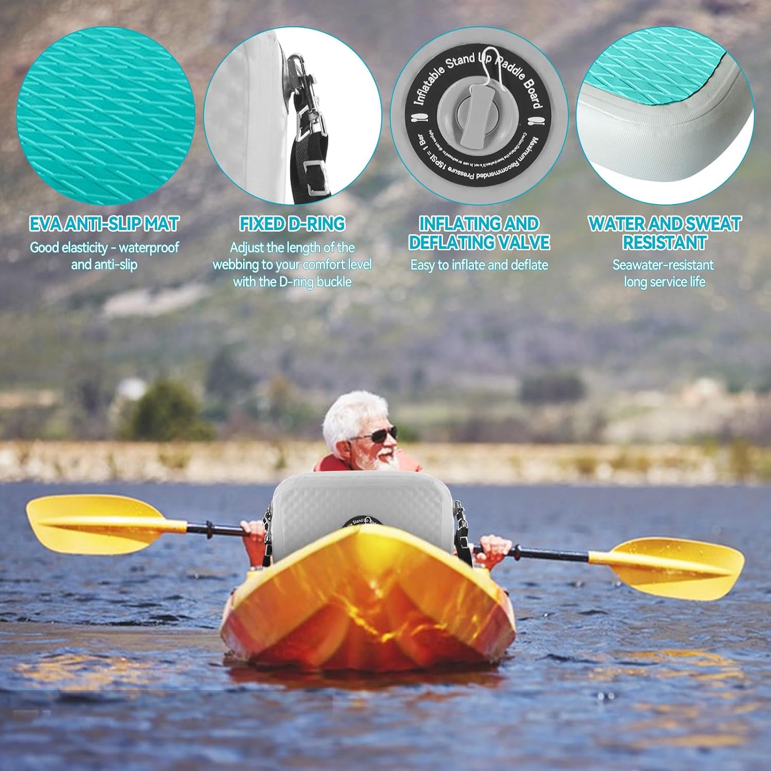 Inflatable Kayak Seat with Back Support, Inflatable Additional Paddle Board Seat for Inflatable Boards, Canoe Seat, Boat Seat, SUP Seat, Supportive Kayak Seats, 2 Pack