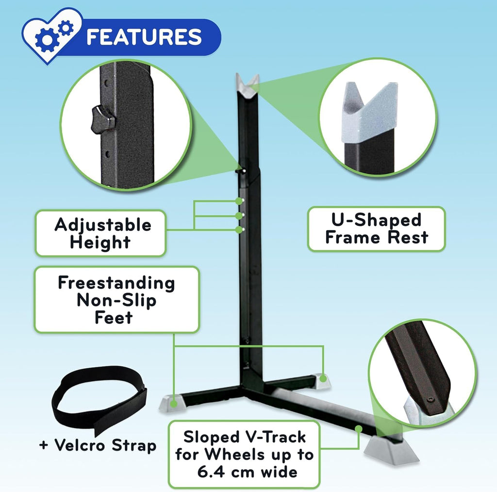 Bike Nook Stand & Vertical Storage Rack - 4 Pack with connectors- The Original Vertical Bicycle Floor Stand for Garage Storage and Indoor and Outdoor use, No Drilling Required