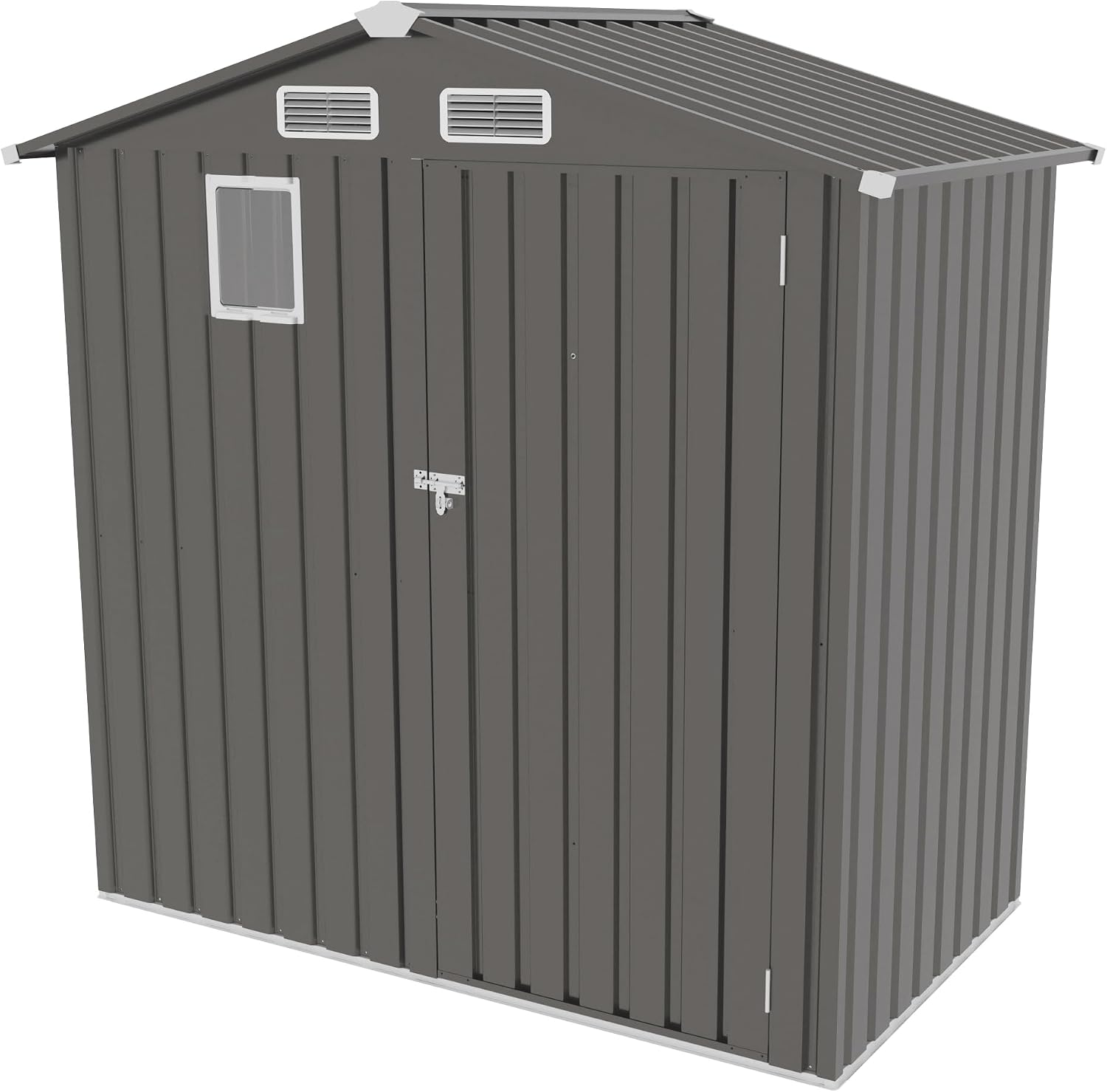 6x3.6FT Outdoor Storage Shed, Galvanized Steel Garden Shed with Lockable Door & Window, Waterproof Metal Tool Storage for Garden, Backyard, Patio, Lawn(Peak Roof)