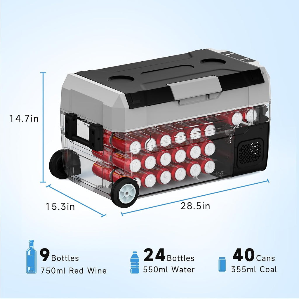 SubSun 12 Volt Car Refrigerator, 37QT Portable Fridge Freezer(-4℉~68℉), Compressor Cooler 12/24V DC and 110~240 AC for Truck Van RV Camper SUV Travel Camping Road Trips