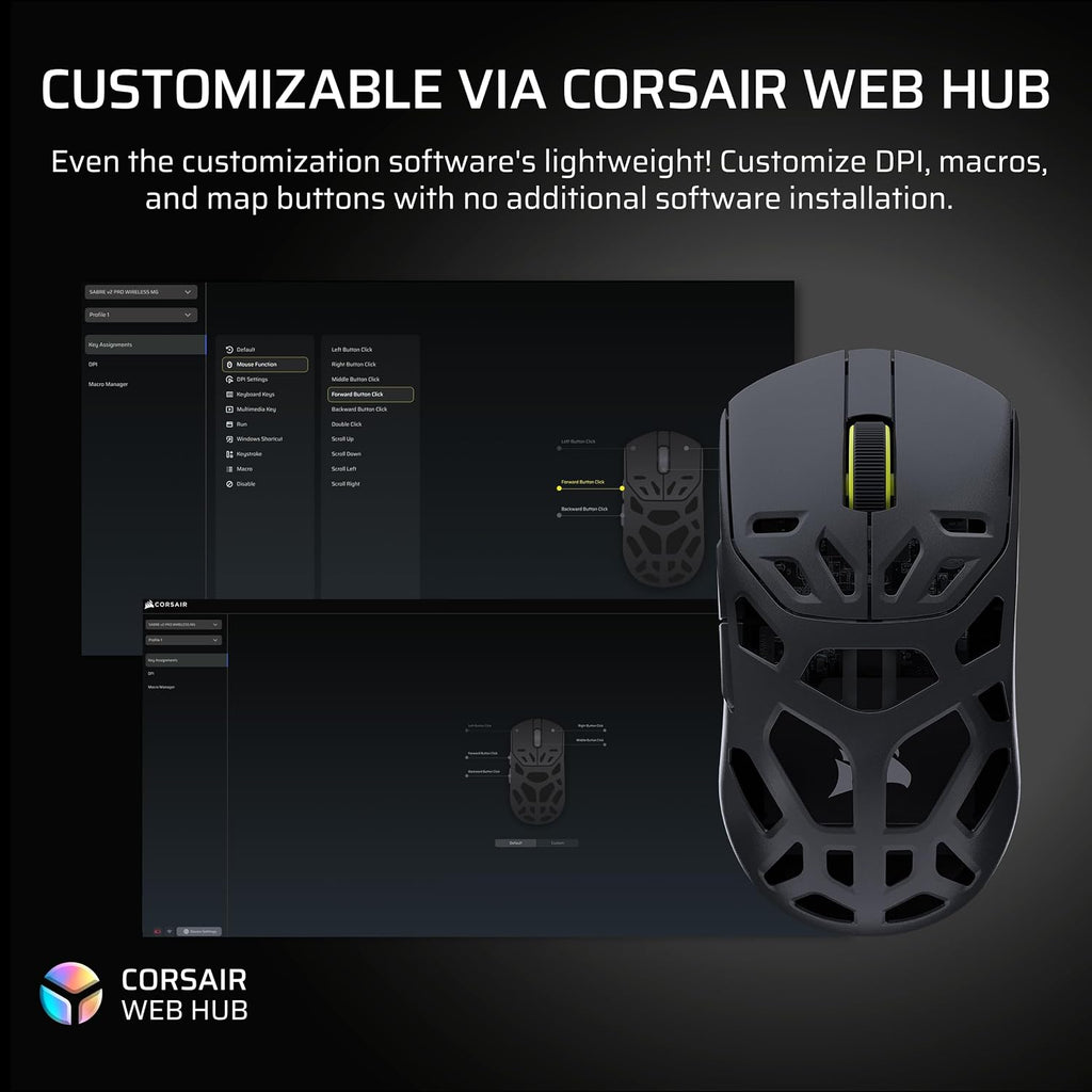 Corsair Sabre v2 PRO Wireless MG FPS Gaming Mouse – 33,000 DPI Marksman S Sensor, 8,000Hz Hyper-Polling, Durable Magnesium, Lightweight, Up to 120hr Battery – Black