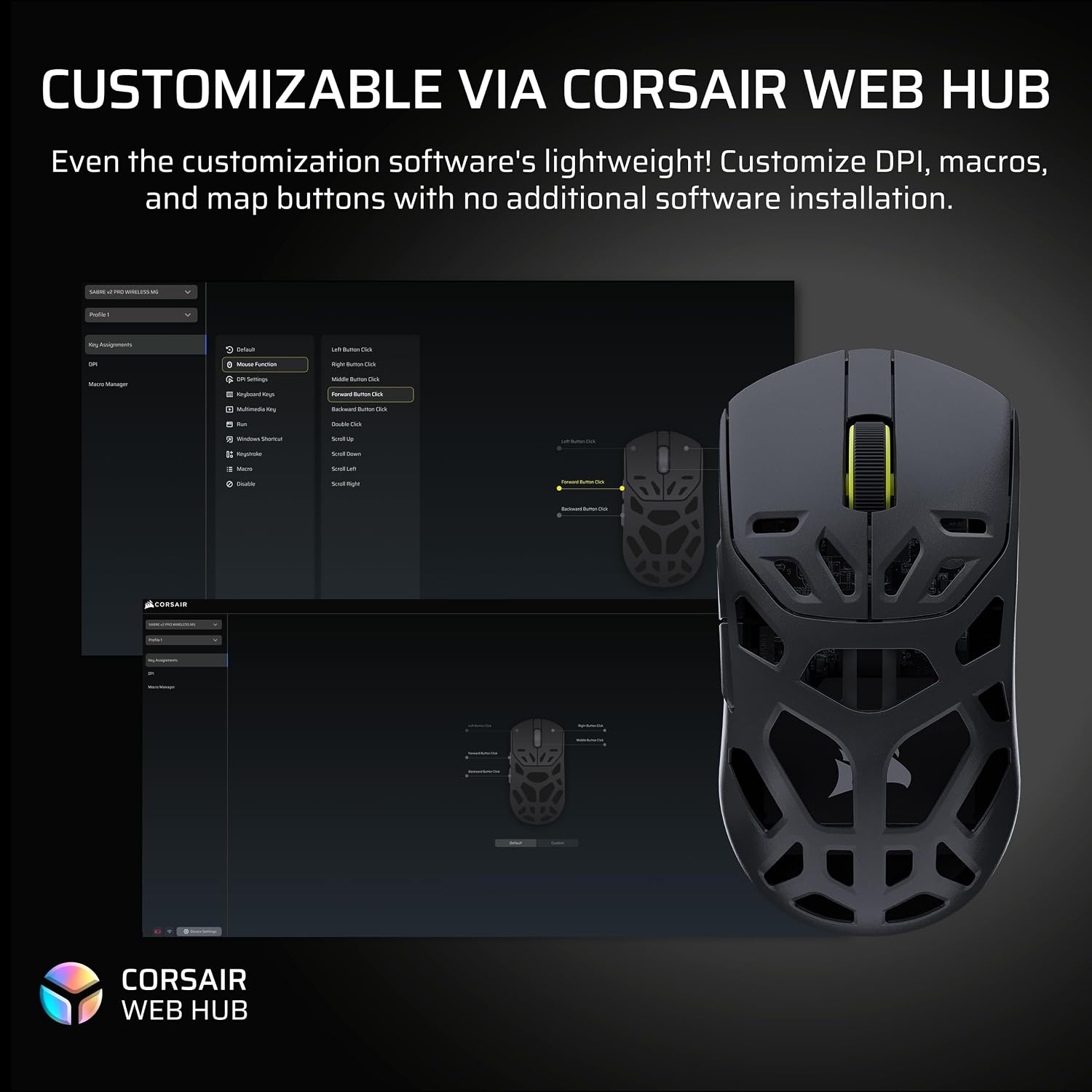 Corsair Sabre v2 PRO Wireless MG FPS Gaming Mouse – 33,000 DPI Marksman S Sensor, 8,000Hz Hyper-Polling, Durable Magnesium, Lightweight, Up to 120hr Battery – Black