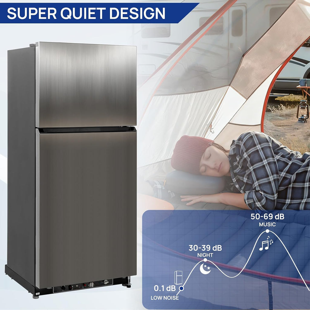 Smad Propane Refrigerator 19.5 cu.ft, Off Grid Propane Refrigerator with Freezer, Propane Fridge Powered 110V/LPG with Top Freezer, for Garage,RV,Cabin,Food Truck,Cottages Use