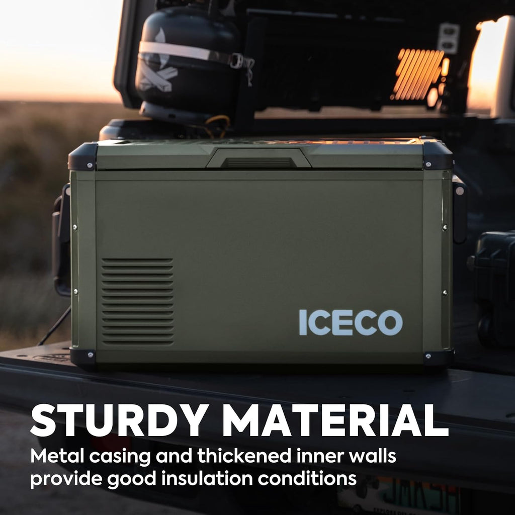 ICECO VL35 ProS 12V Refrigerator, Portable Fridge Freezer with SECOP Compressor, 35L Car Fridge Powered by AC/DC, 0℉-50℉, Electric Cooler for Car, Camping, Home, Travel [Olive Green Edition]