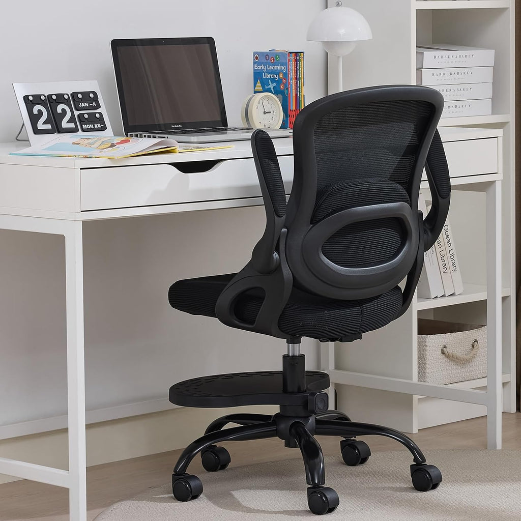 Kids Desk Chair,Ergonomic Study Chair with Adjustable Height,Swivel Mesh Desk Chair with Wheels,Home Office Chair for Children in Home Bedroom Black