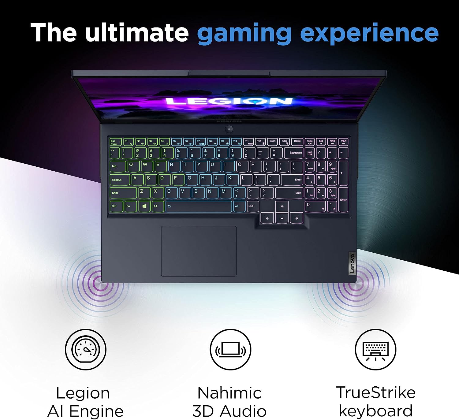 Lenovo Legion 5 Gaming Laptop, 15.6' FHD Display, AMD Ryzen 7 5800H, 16GB RAM, 512GB Storage, NVIDIA GeForce RTX 3050Ti, Windows 10H, Phantom Blue