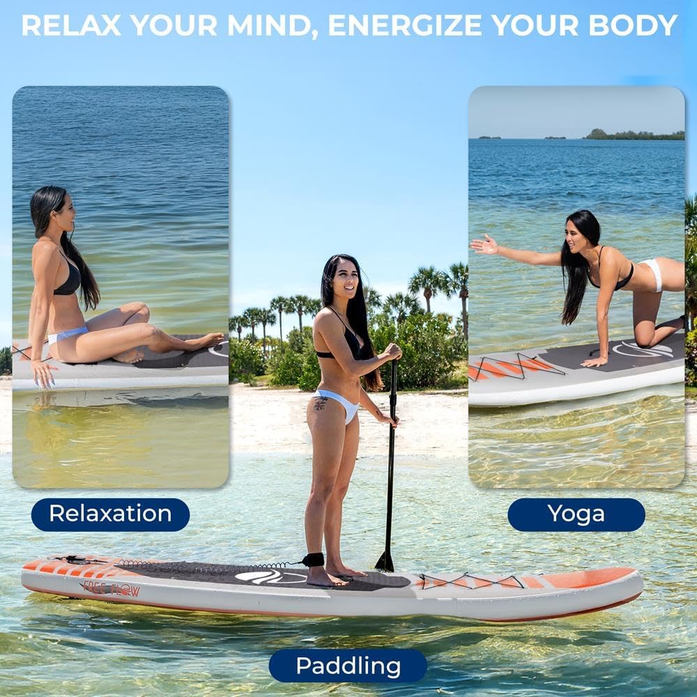 SereneLife Inflatable Stand Up Paddle Board - Wide Stable Design, Non-Slip Deck for Adults & Youth with Premium Paddle Board Accessories: Carry Bag, Dual Action Pump, Paddle, Ankle Leash