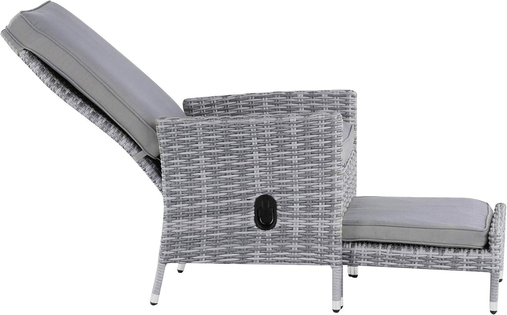 Elle Decor Vallauris Patio Outdoor Furniture Collection Premium All Weather Wicker, 5 Piece Reclining Set, Gray
