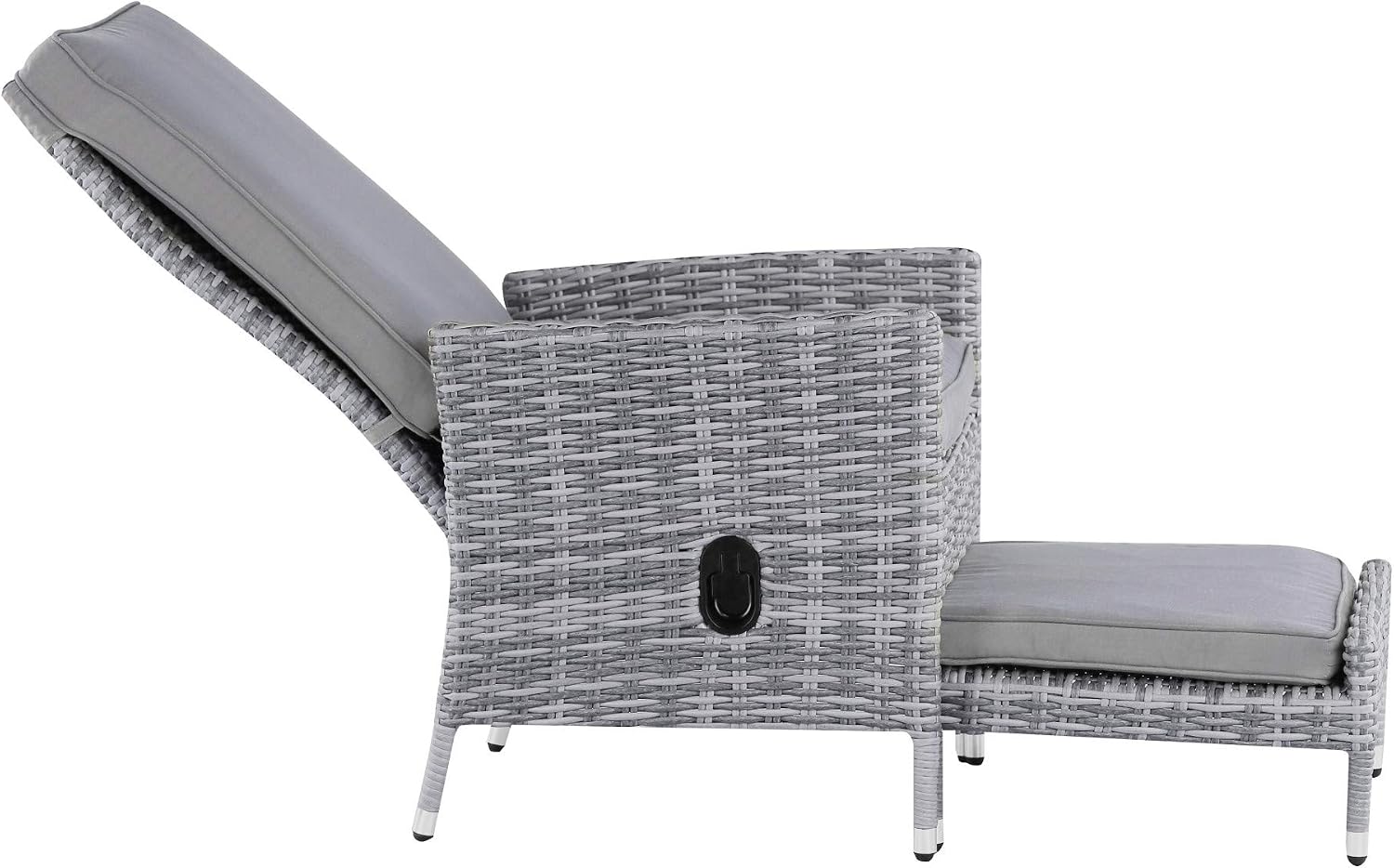 Elle Decor Vallauris Patio Outdoor Furniture Collection Premium All Weather Wicker, 5 Piece Reclining Set, Gray