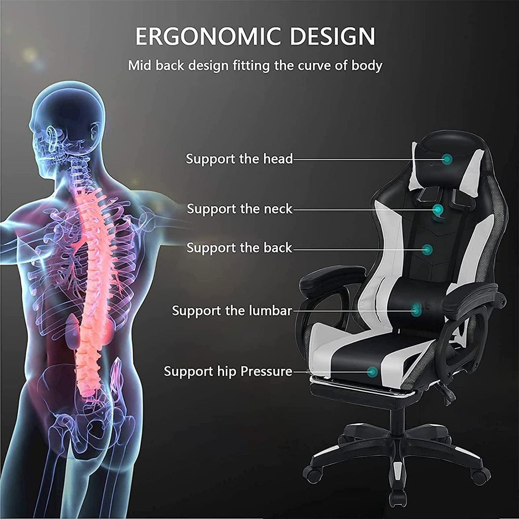 Gaming Chair with Speakers,Led Gaming Chair,Ergonomic Pro Gaming Chair with Full Massage Lumbar Support Bluetooth Speakers Backrest Adjustable/Gaming Chairs for Adults,Black