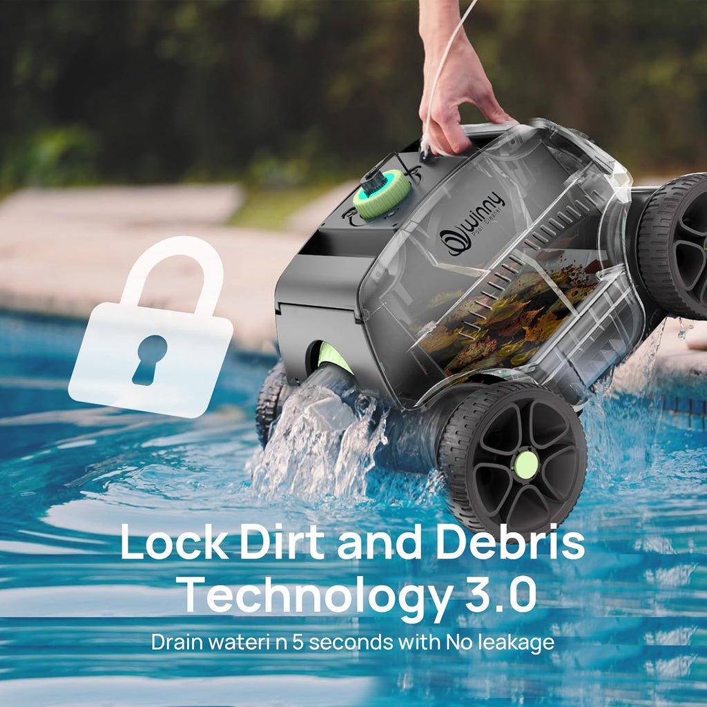 (2026 Upgraded) Robotic Pool Vacuum for Above Ground Pool - 6600mAh for 130mins Runtime & 50W Powerful Suction, Self-Parking Pool Cleaner with 180μm Filter Tray Up to 1300 Sq. Ft (White&Green)