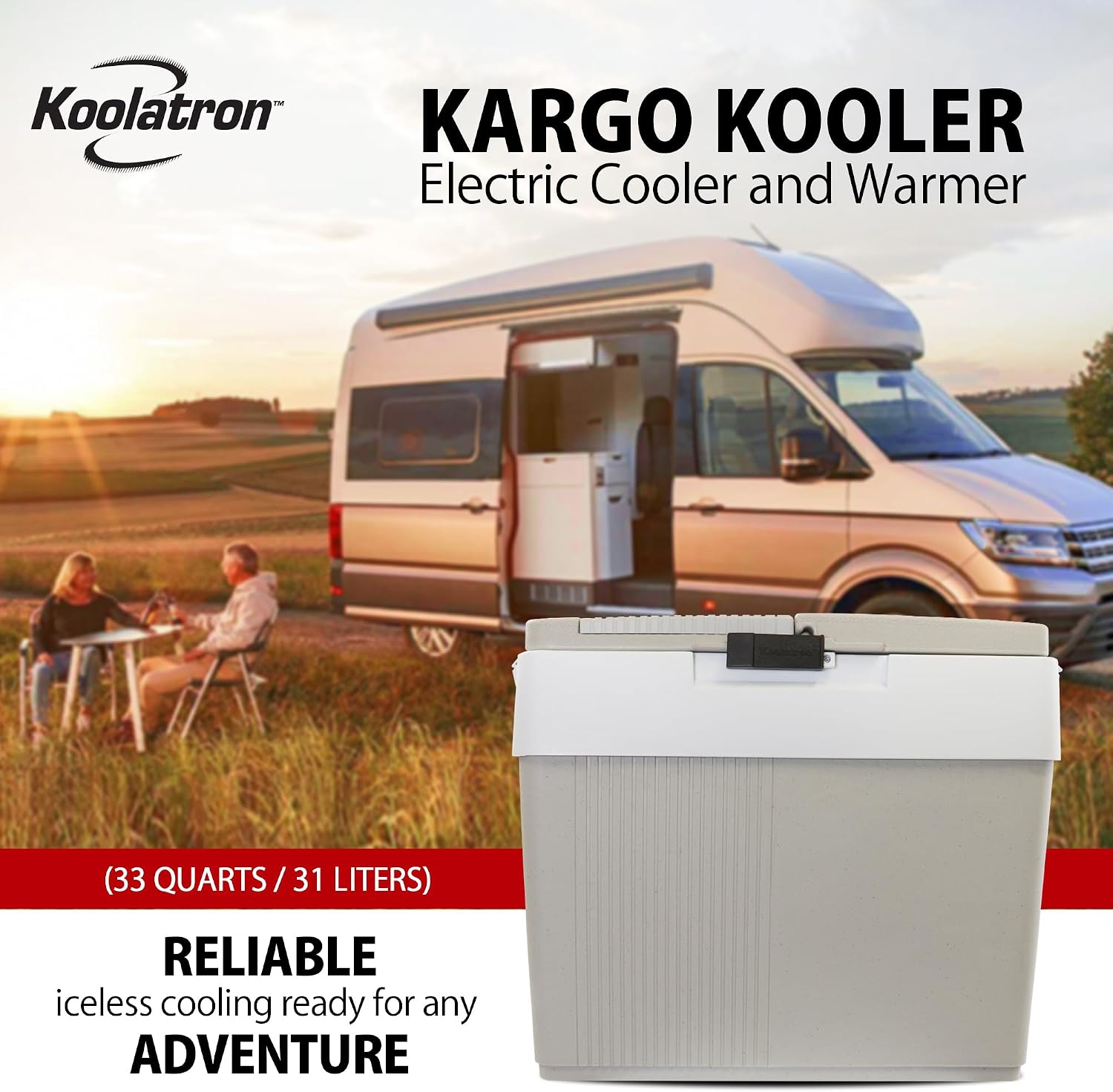 Koolatron 12V Iceless Cooler & Warmer – Portable Electric Cooler/Nevera Portátil Eléctrica for Car Truck Camper Boat, Hard Sided Mini Fridge for Camping Picnic Travel Lunch Food Drinks Office 33 qt