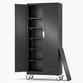 Metal Garage Storage Cabinets and storage system, 75'Tall Rolling utility cabinet with Wheels, Lock, 5 Adjustable Shelves, Heavy Duty Steel Tool Locker for Home Office, Utility Room, Gym,Black