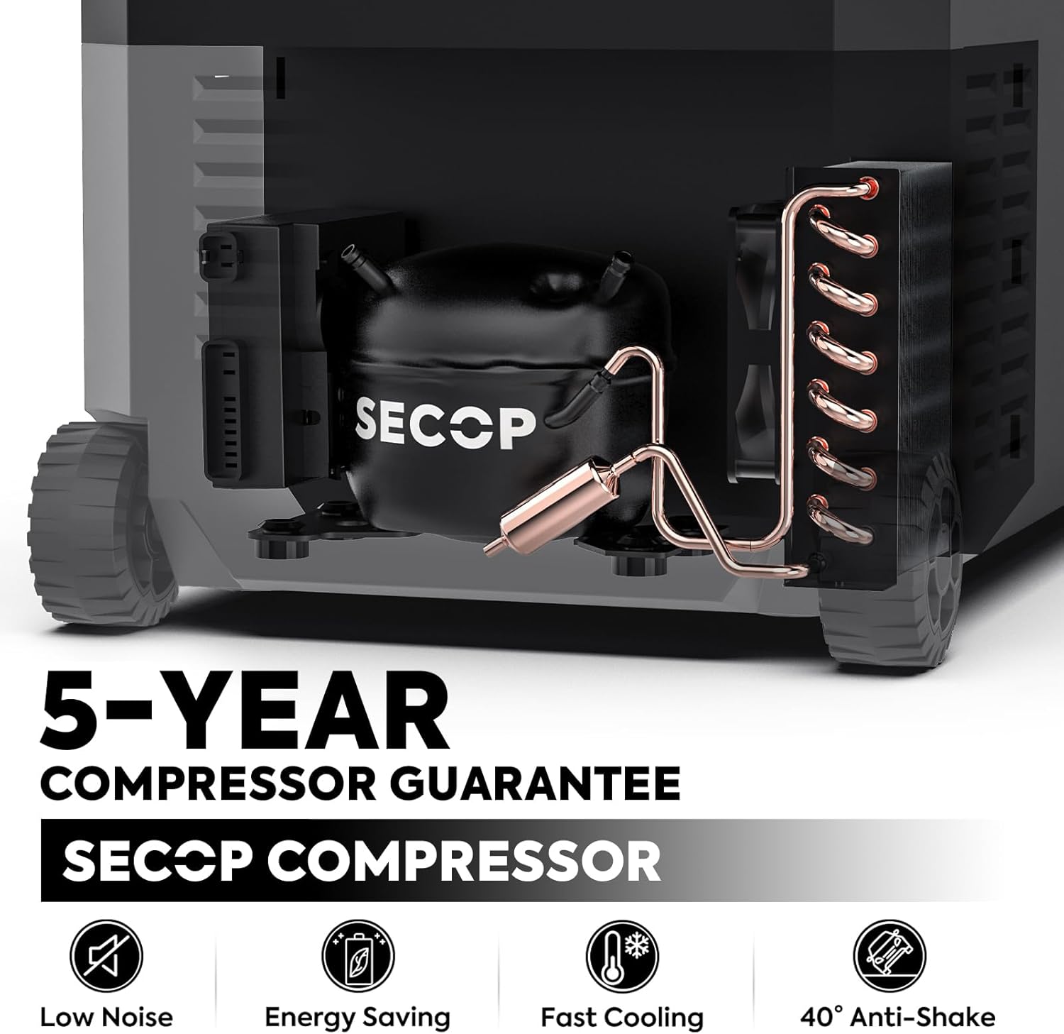 ICECO JP50 Pro Portable Refrigerator with Magnetic Battery,12V Fridge Freezer with Wheels, Car Fridge Powered by SECOP, 51.7 Quart Cooler -4℉～68℉, DC 12/24V, AC 110/240V, Refrigerator for Car&Home