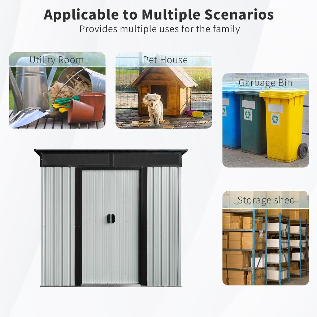 KEIKI 6x5 FT Outdoor Metal Storage Shed with Sloped Roof,Air Vents and Lockable Door for Garden Yard