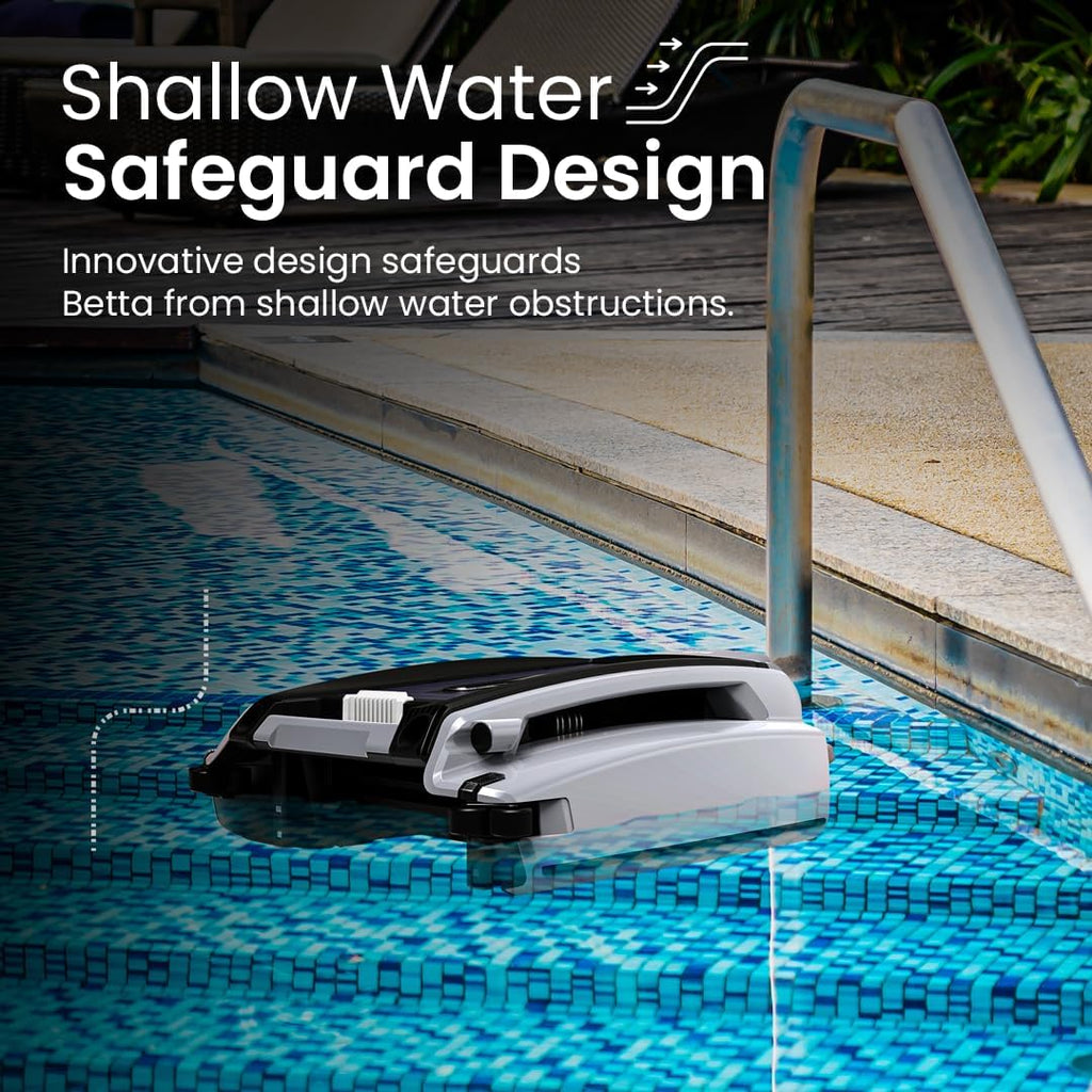 Betta SE Plus Solar Powered Robotic Pool Skimmer with Carrying and Storage Bag, 24/7 Continuous Cleaning Battery Power, Dual Charging Options, and Anti-Stuck Foam Noodle