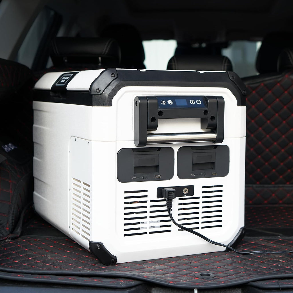 Explorer Bear Urban Series 37QT/35L 12V/24V Portable Battery Powered Electric Cooler Fridge Freezer Powered by LG Compressor (Battery Not Included)