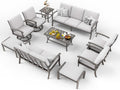 HAPPATIO 10 Piece Aluminum Patio Furniture Set, 3-Seat Outdoor Couch and Loveseat, All-Weather Outdoor Sectional Sofa with Swivel Armchairs and Ottomans, Garden Conversation Set(Gray)