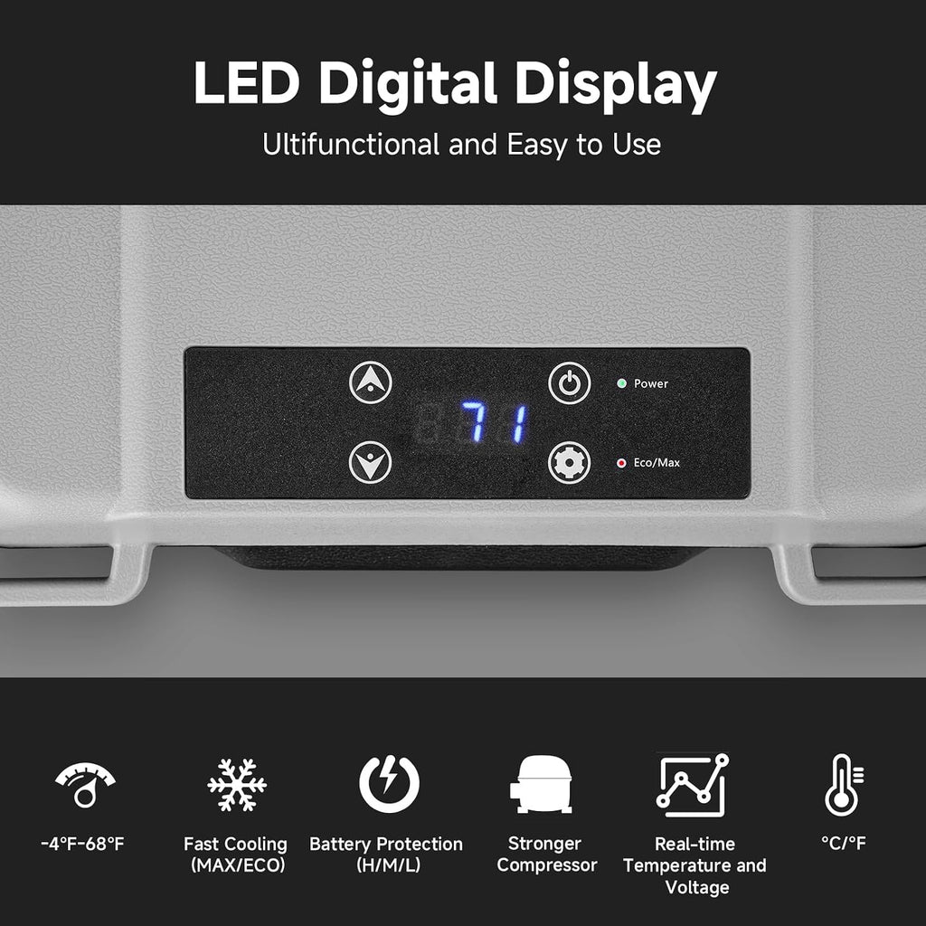 BODEGACOOLER 12 Volt Refrigerator, 18 Quart 12V Car Fridge, Portable Freezer (-4℉ to 68℉), Compressor Electric Cooler 12/24V DC 110~240 Volt AC for Truck Van RV Camping Road Trip