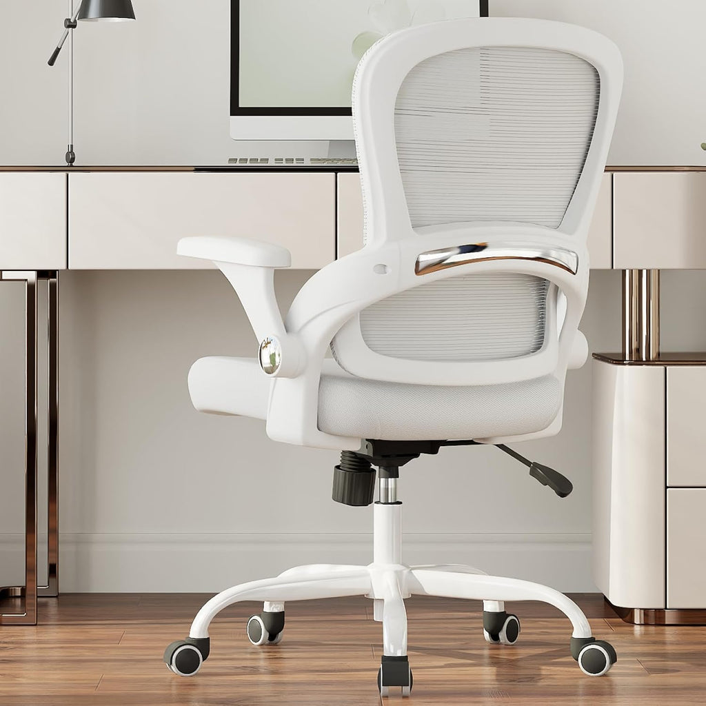 TRALT Office Chair - Ergonomic Office Chair with Back Support, Home Office Desk Chairs, Comfy Desk Chair, Computer Chair, 330lbs Wide Seat Big and Tall Office Chairs for Gamers(White)