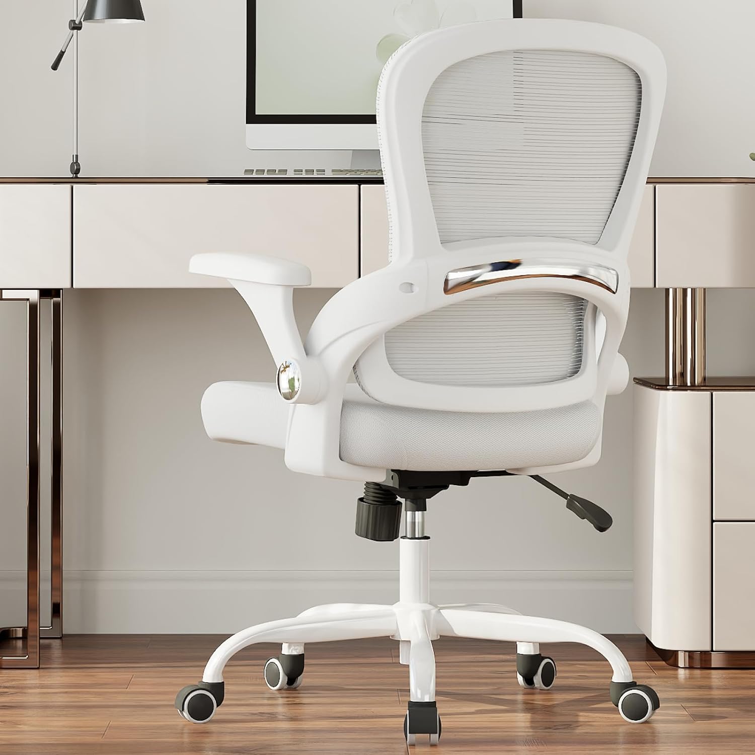 TRALT Office Chair - Ergonomic Office Chair with Back Support, Home Office Desk Chairs, Comfy Desk Chair, Computer Chair, 330lbs Wide Seat Big and Tall Office Chairs for Gamers(White)