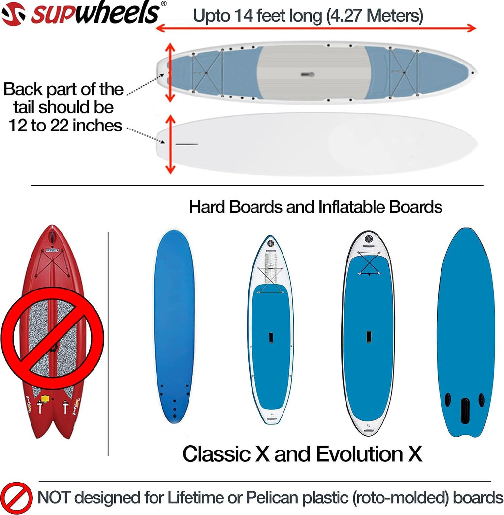 SUP Wheels Evolution X | Extra Wide Carrier| Inflatable Board Carrier and Bike Trailer