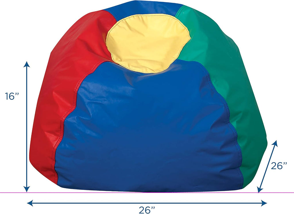 Children's Factory 26' Round Bean Bag, Bean Bag Chair with Water-Resistant Cover for Kids, Flexible Seating for Classroom Elementary, Easy to Clean, Rainbow