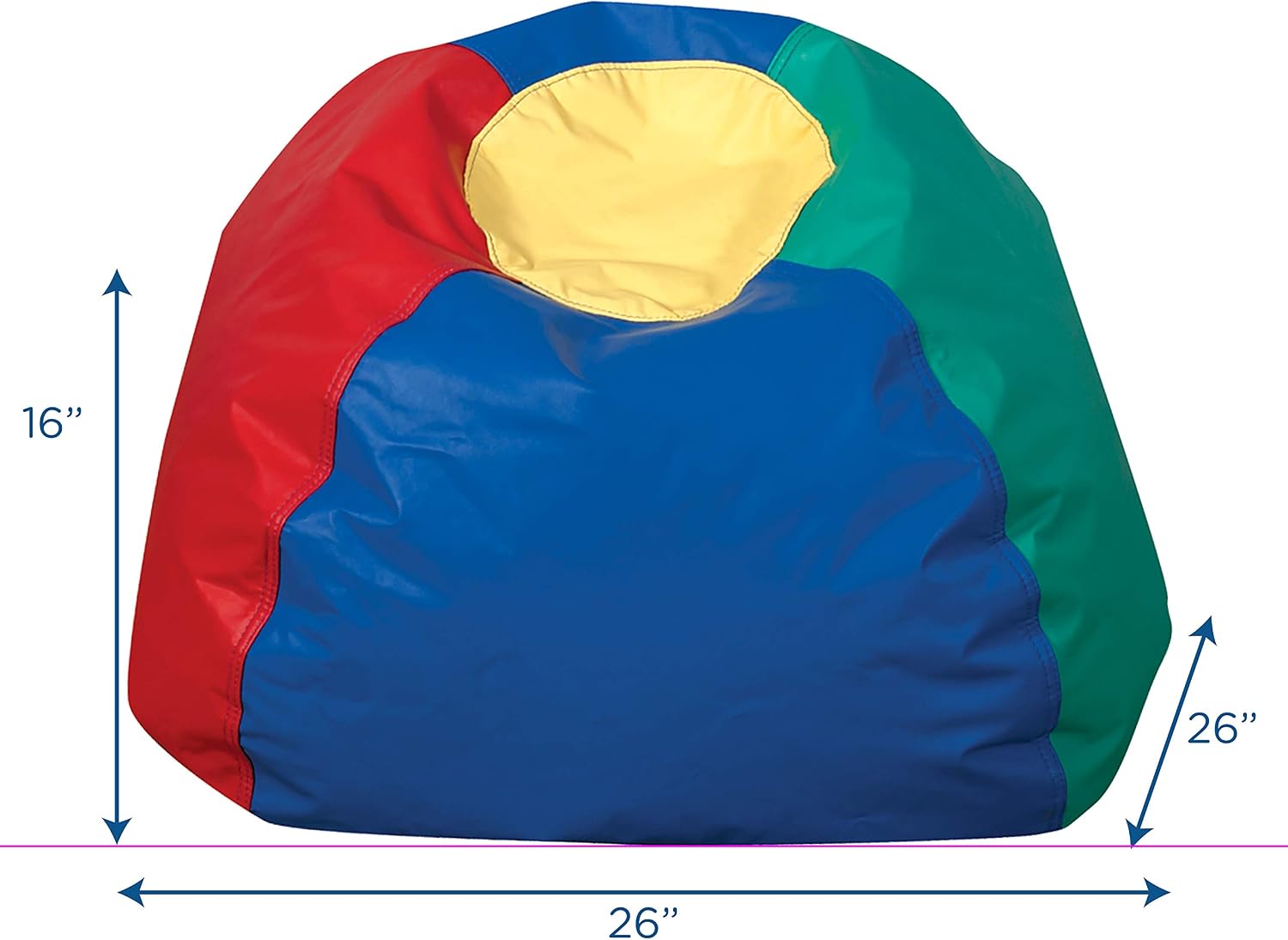 Children's Factory 26' Round Bean Bag, Bean Bag Chair with Water-Resistant Cover for Kids, Flexible Seating for Classroom Elementary, Easy to Clean, Rainbow