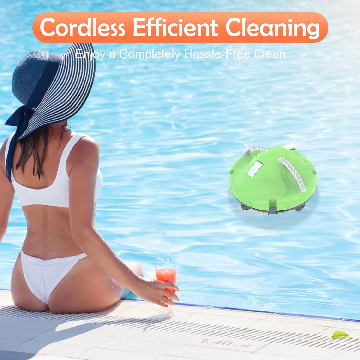 (2026 New) Robot Pool Vacuum for Above Ground Pool, Cordless Robotic Pool Cleaner Dual Motors, 130 Mins Runtime, Auto-Dock, Automatic Pool Vacuum Cleaner for In-Ground Flat Pools Up to 1100 Sq.Ft