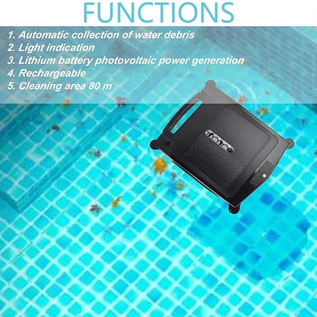 Pool Cleaner Robot, Solar Rechargeable Dual-Mode Pool Cleaning Robot, Cordless Robot Pool Cleaner, Solar Automatic Robot Pool Skimmer