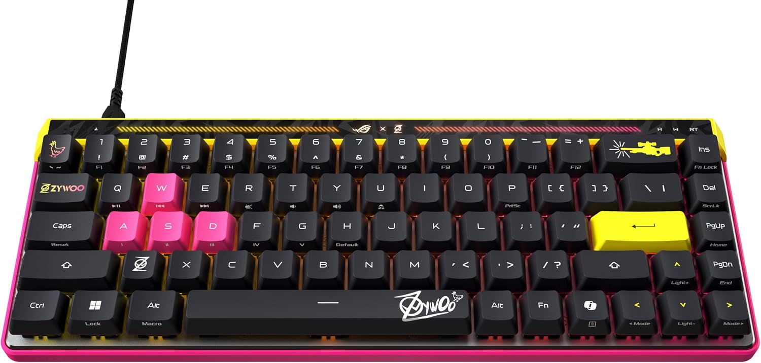 ASUS ROG Falchion Ace HFX Hall Effect Wired Gaming Keyboard – 65% TKL, Dual USB-C, Magnetic Switch, Rapid Trigger, Speed Tap, 8K Hz Polling, Touch Panel, Protective Cover, PBT Keycaps – ZywOo Edition